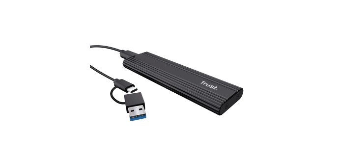 Amazon: Boîtier SSD Trust M2 NVMe USB-C 10Gbps - Compatible 2230/2242/2260/2280 à 11,26€ (au lieu de 15,39€)