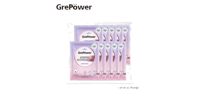 JoyBuy: GrePower Sachets déshumidifiants à suspendre - Parfum lavande, lot de 10 à 5,7€ (au lieu de 9,5€)