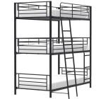 Cdiscount: Lits superposés Trio en métal - 3 places, Noir, Sommiers inclus, 3x90x190 cm à 169,99€