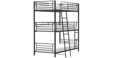 Cdiscount: Lits superposés Trio en métal - 3 places, Noir, Sommiers inclus, 3x90x190 cm à 169,99€