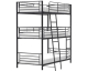 Cdiscount: Lits superposés Trio en métal - 3 places, Noir, Sommiers inclus, 3x90x190 cm à 169,99€