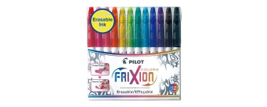 Amazon: Lot de 12 feutres Pilot FriXion Colors effaçables - Encre thermosensible, pointe moyenne à 7,99€