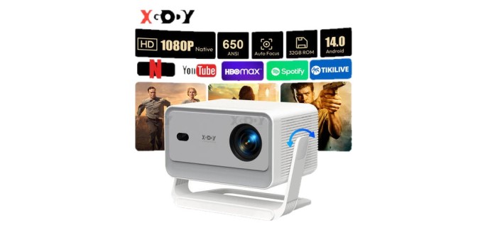 JoyBuy: XGODY Gimbal A6 Pro Projecteur portable 1080p natif 650 ANSI Android 14.0 - smartphone à 97,99€