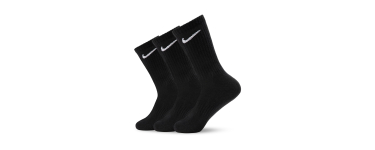 Amazon: Lot de 3 paires de chaussettes Nike Homme Everyday Ltwt Crew - Noir, S ou L à 10,99€