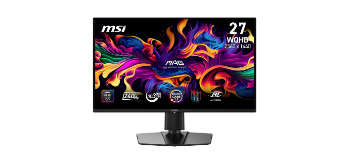 Amazon: Écran PC 27" MSI MAG 274QP - QD-OLED X24, WQHD, 240Hz, HDR, 0,03ms à 379,99€ (au lieu de 452,36€)