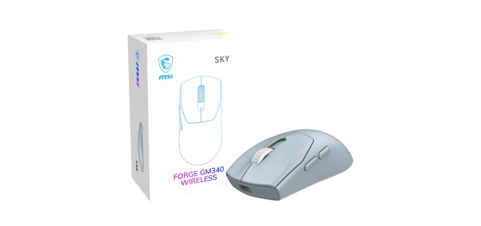Amazon: Souris Sans Fil MSI Forge GM340 Wireless Sky - 12000 DPI, 1000 Hz, 57g à 19,99€ (au lieu de 26,61€)