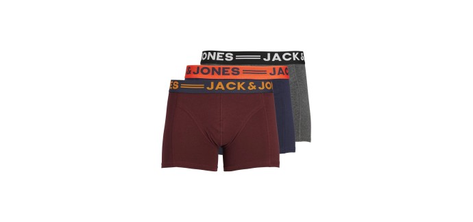 Amazon: Lot de 3 boxers Jack & Jones - différents coloris, Taille XXL à 12,17€ (au lieu de 21,84€)