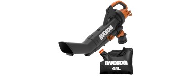 Amazon: Souffleur Aspirateur Broyeur Worx 3000W WG505E - 335km/h, sac 45L à 75,49€ (au lieu de 125,13€)