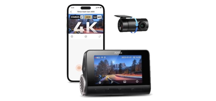JoyBuy: Dashcam 4K Avant et Arrière 70mai A810-2 - Sony STARVIS 2, GPS, 4G LTE à 139,89€ (au lieu de 183€)