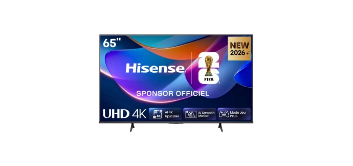 Amazon: TV 65" Hisense 65A6S - 4K UHD, Smart TV 2026 à 360,99€ (au lieu de 499€)
