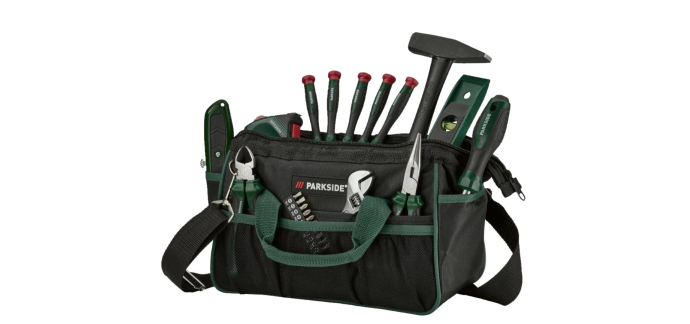 LIDL: Set d'outils Parkside - 23 pièces avec sacoche de transport à 10,39€ (au lieu de 24,99€)
