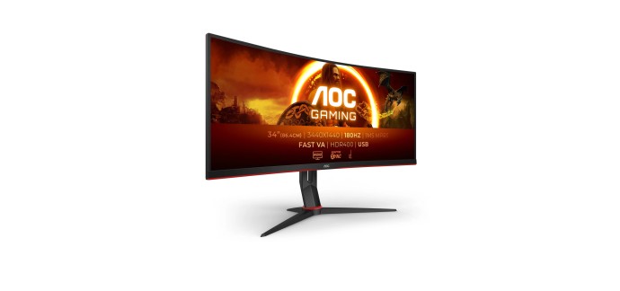 Amazon: Ecran PC 34" AOC CU34G2XPD/BK - Incurvé, 3440x1440 à 249€ (au lieu de 293,02€)