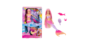 Amazon: Poupée Barbie Sirène Malibu - Cheveux roses, changement de couleur à l'eau à 8,99€