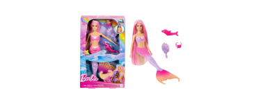 Amazon: Poupée Barbie Sirène Malibu - Cheveux roses, changement de couleur à l'eau à 8,99€
