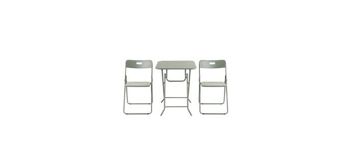 Conforama: Ensemble table pliante + 2 chaises pliantes NAVIA à 63,43€ (au lieu de 89,99€)