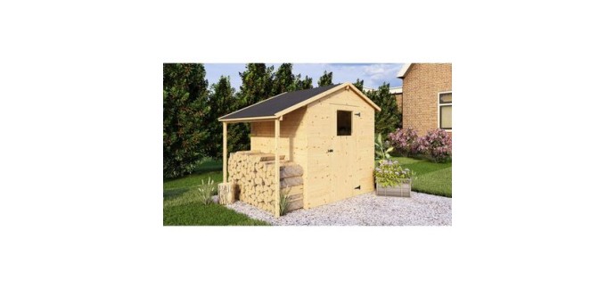 Cdiscount: Abri de jardin en bois avec appentis - Pin brut - 2,96 m² + 0,88 m² - Panneaux 12 mm à 399,99€