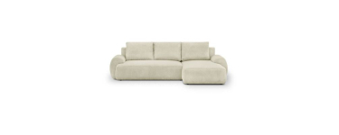 Cdiscount: Canapé d'angle droit convertible 4/5 places MILO - Velours côtelé beige, coffre de rangement à 759,9