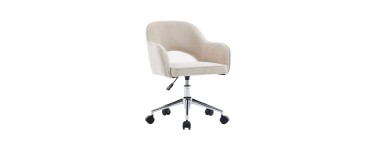 Sweeek: Chaise de bureau enfant à roulettes tissu chenille beige à 59,99€ (au lieu de 79,99€)