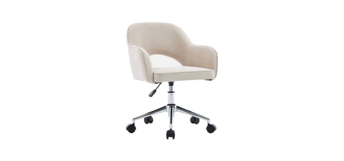 Sweeek: Chaise de bureau enfant à roulettes tissu chenille beige à 59,99€ (au lieu de 79,99€)