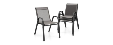 Cdiscount: Lot de 4 Chaises de Jardin Empilables COSTWAY - Textilène & Acier, 150kg à 108,79€