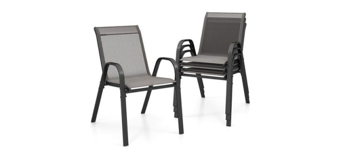 Cdiscount: Lot de 4 Chaises de Jardin Empilables COSTWAY - Textilène & Acier, 150kg à 108,79€