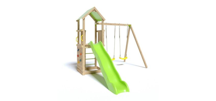 Cdiscount: TRIGANO Aire de jeux en bois SMART XPERIENCE - 2 balançoires, toboggan, mur d'escalade à 389,99€