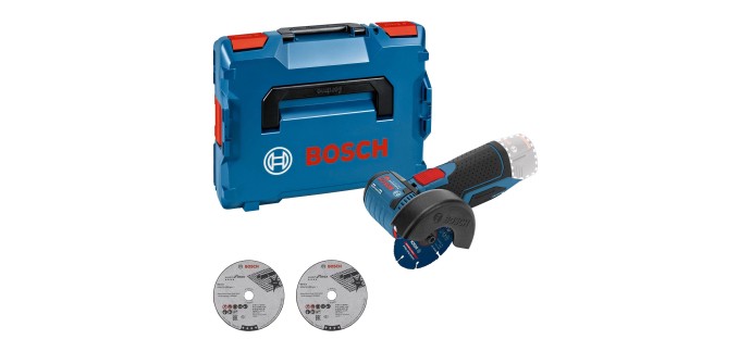Amazon: Meuleuse 76mm Bosch Professional 12V GWS 12V-76 + 3 disques + L-Boxx à 106,74€ (au lieu de 127,11€)