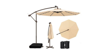 Cdiscount: Parasol déporté 3m - 40 lumières LED, panneau solaire, protection UV 20+ à 111,99€