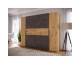 Cdiscount: Armoire NARAGO - Décor chêne artisan et béton gris, 2 portes battantes + 2 coulissantes, L270,3 cm à