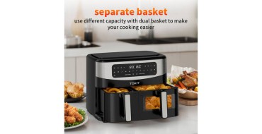 JoyBuy: TOKIT Friteuse sans huile double compartiment 10 L 2850 W à 49,99€ (au lieu de 129,99€)