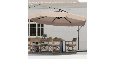 Cdiscount: Parasol déporté 3M COSTWAY - Inclinaison 0-35°, 8 baleines, beige à 88,39€ (au lieu de 134,99€)