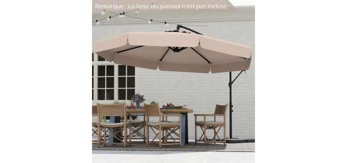 Cdiscount: Parasol déporté 3M COSTWAY - Inclinaison 0-35°, 8 baleines, beige à 88,39€ (au lieu de 134,99€)