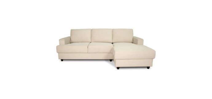 Cdiscount: Canapé d'angle droit 4 places PAUL in cord - Tissu Beige - 216x141x79 cm à 445,99€