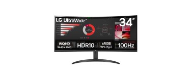 Amazon: Ecran PC Ultra Large 34" LG UltraWide 34WR50QK-B - Dalle VA QHD 100Hz à 199,99€ (au lieu de 219,11€)
