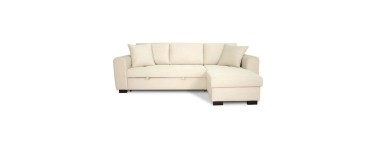 Cdiscount: Canapé d'angle convertible réversible HAMILTON 4 places - Velours Beige - 245x150x86 cm à 569,99€