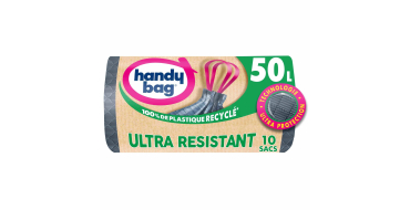 Amazon: 2 Lots de 10 sacs poubelle Handy Bag - 50L, à poignées coulissante à 3,81€