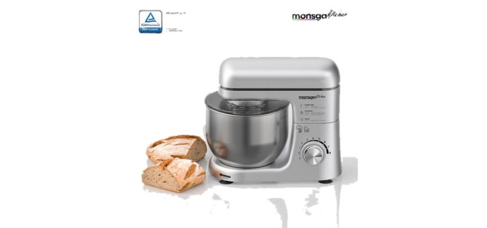 JoyBuy: Robot pâtissier monsga SM100 - 1000 W, bol inox 5 L, 8 vitesses à 49,99€ (au lieu de 109,99€)