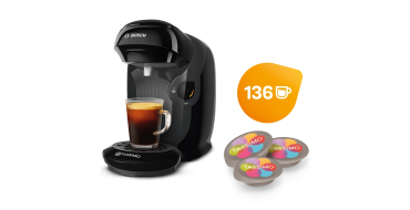 Tassimo: Machine à café Tassimo Style Noire + 8 packs (136 dosettes) à 39€ (au lieu de 141,50€)