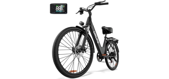 JoyBuy: URLIFE Vélo électrique adulte 26 pouces - batterie 36V 13Ah, moteur 250W, 7 vitesses - écran à 479€