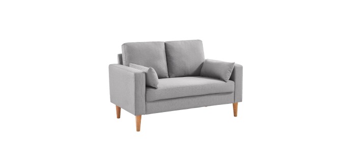 Sweeek: Canapé 2 places en tissu gris clair style scandinave à 119,99€ (au lieu de 199,99€)