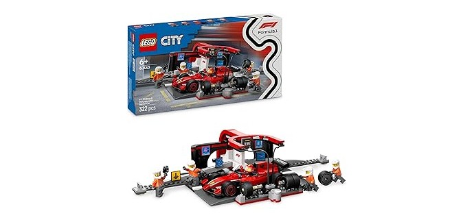 Amazon: LEGO® City F1 Stand Stop with Ferrari Car (60443) à 24,99€ (au lieu de 29,99€)