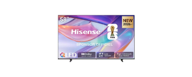Boulanger: TV 58" QLED Hisense 58E7S 2026 - 4K UHD, Dolby Vision, HDR10+, Input Lag 9.5ms à 389€