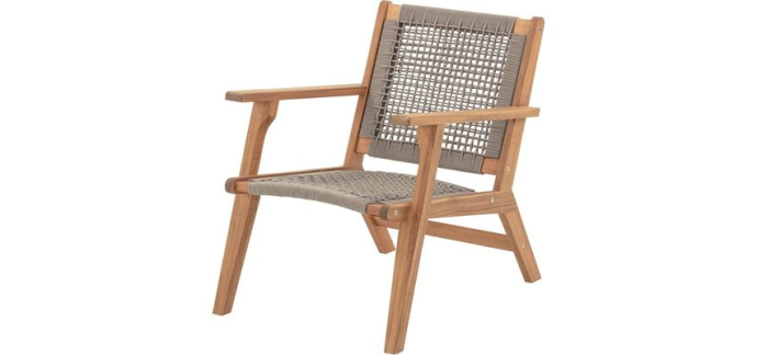 Cdiscount: Fauteuil de jardin bas MERIDA - Bois d'Acacia FSC, corde tressée, 60x76x73 cm à 59,99€