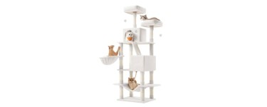 JoyBuy: Arbre à chat 168 cm - 13 poteaux, 2 niches, hamac, panier à 42,99€ (au lieu de 91,9€)