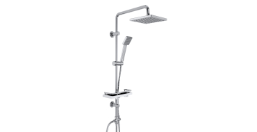 Amazon: Colonne de douche Görbach sans robinetterie - pommeau pluie ABS 20x20 cm, étagère à 39,44€