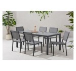 Cdiscount: Ensemble repas table de jardin 6 personnes - Table + 6 chaises - Aluminium - L180 cm - Gris anthraci