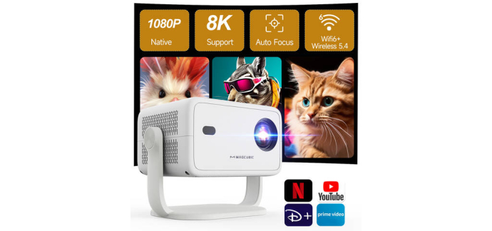 JoyBuy: Magcubic L018 Projecteur 4K 1080p natif 650 ANSI WiFi BT autofocus à 109,9€ (au lieu de 169,9€)