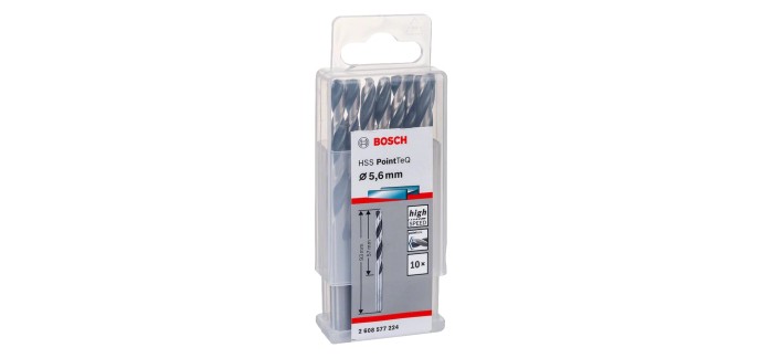 Amazon: Boite de 10 forets à métaux hélicoïdaux Bosch - 5,6 x 57 x 93 mm à 11,37€ (au lieu de 16,89€)
