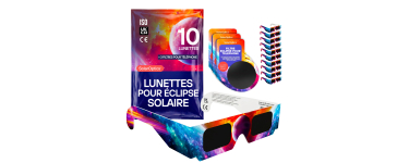Amazon: Pack de 10 Lunettes Éclipse Solaire ISO 12312-2 + 3 filtres smartphone à 8,54€