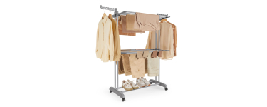 Amazon: Etendoir à linge Songmics 3 niveaux - roulettes, pliable, 63,5x128x148 cm à 21,74€